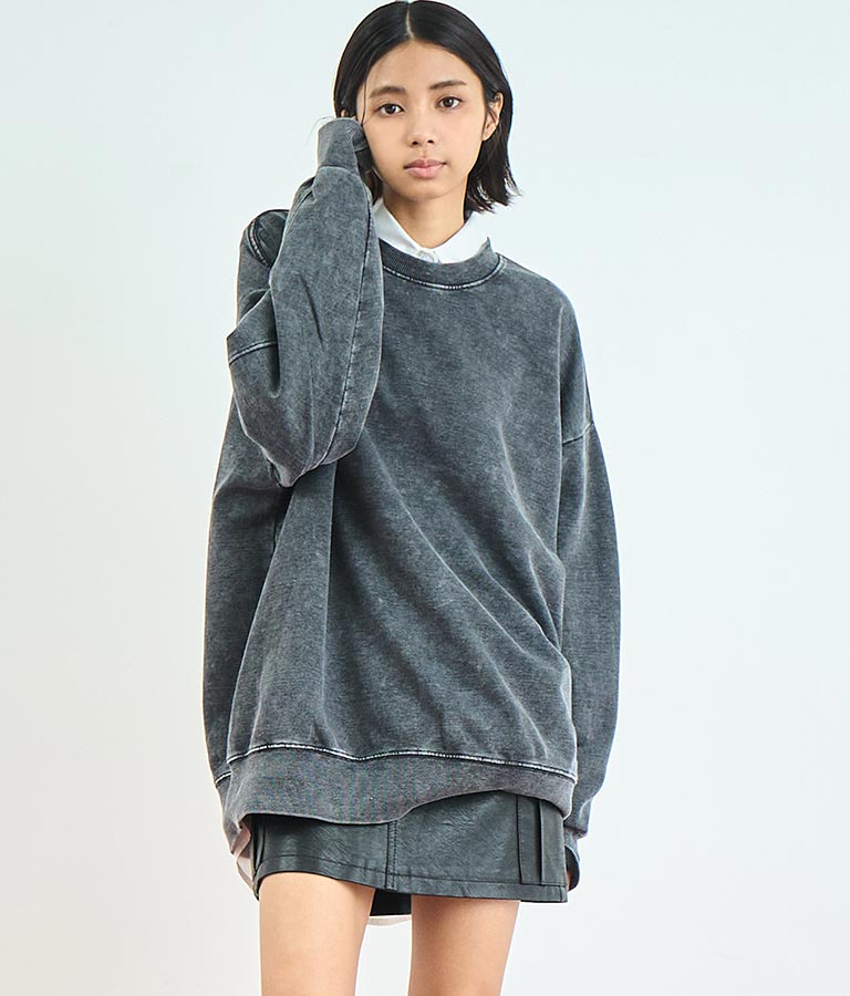 オーバーサイズ ピグメント スウェット 裏毛 トップス 153-5609