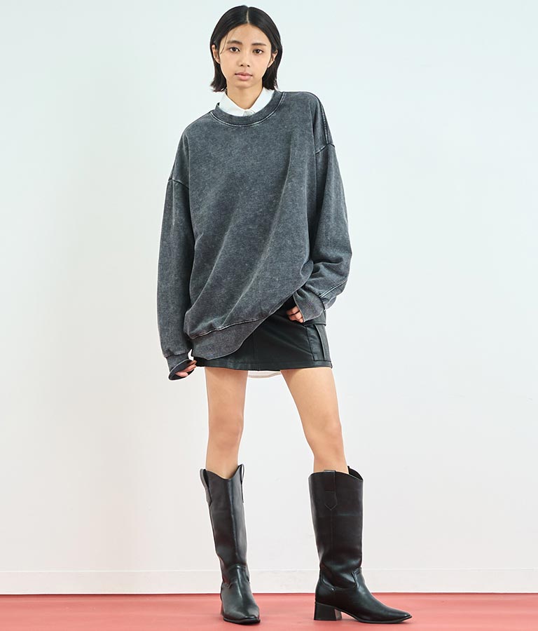 オーバーサイズ ピグメント スウェット 裏毛 トップス 153-5609