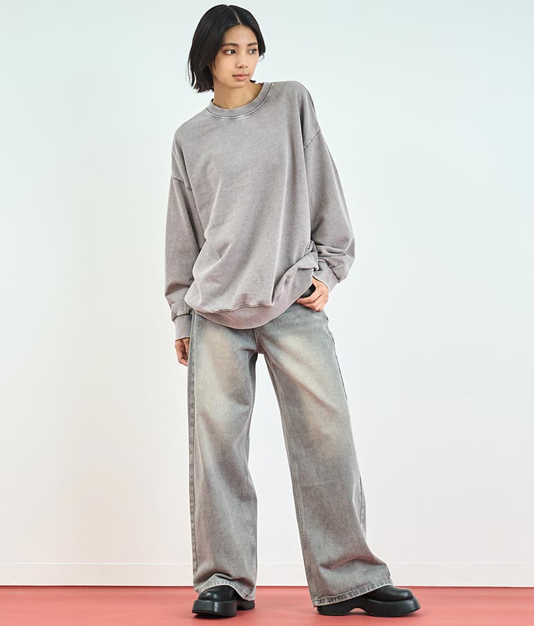 オーバーサイズ ピグメント スウェット 裏毛 トップス 153-5609