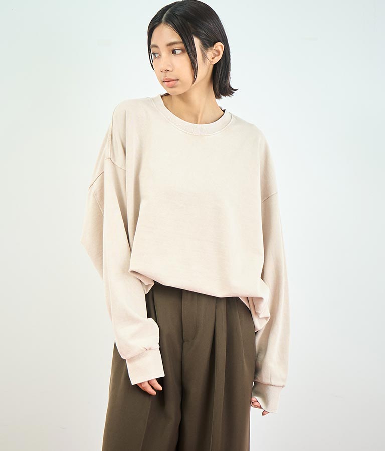 オーバーサイズ ピグメント スウェット 裏毛 トップス 153-5609