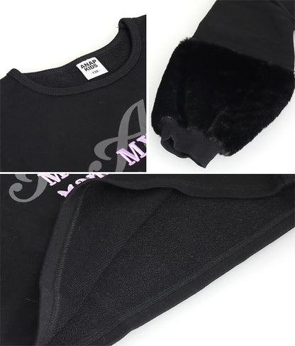 袖 ファー デザイン クロップド丈 スウェット 裏毛 長袖 トレーナー 423-3336