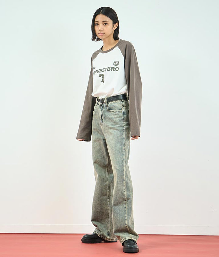 カレッジ ロゴ ラグラン トップス