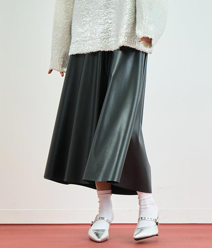 フェイクレザー フレア スカート 151-5512