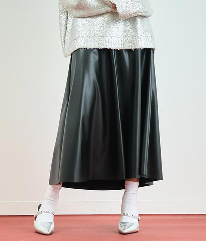 フェイクレザー フレア スカート 151-5512