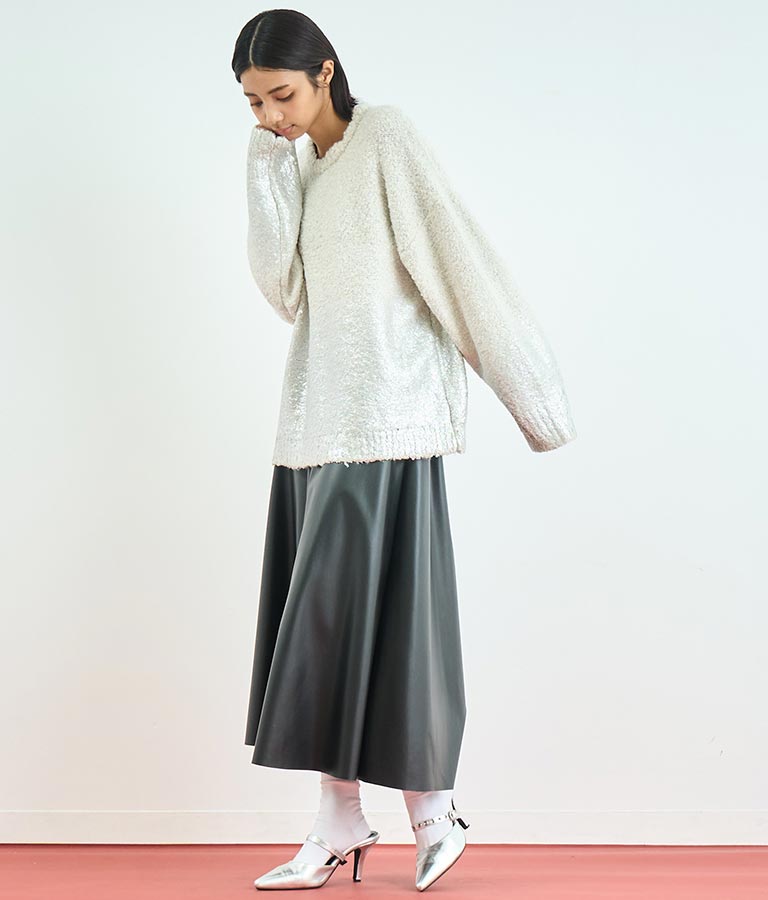 フェイクレザー フレア スカート 151-5512