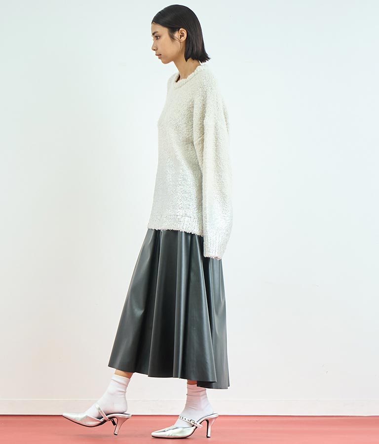 フェイクレザー フレア スカート 151-5512