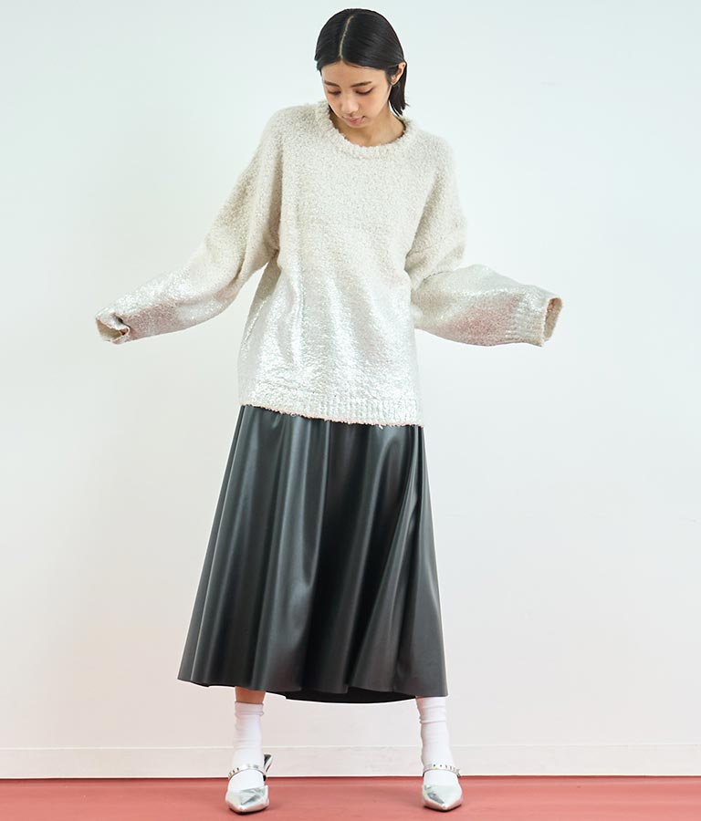 フェイクレザー フレア スカート 151-5512