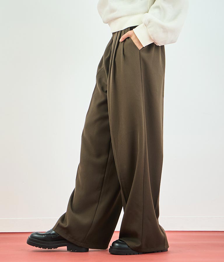 センタープレス タック ワイド スラックス パンツ 152-5608
