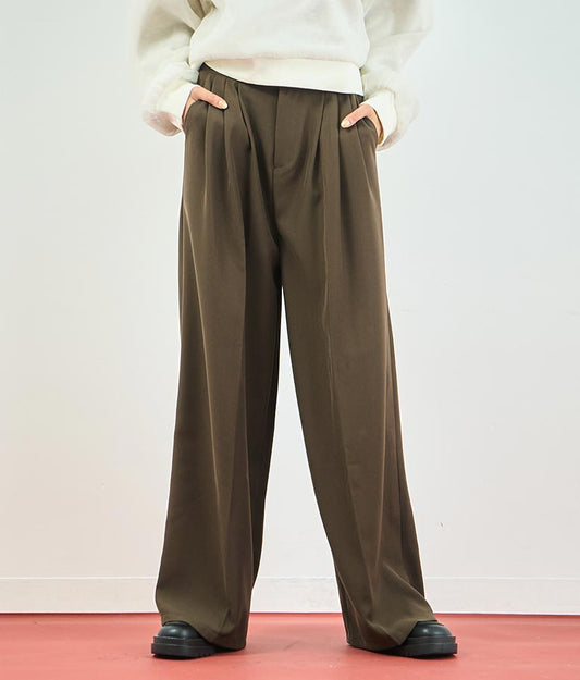 センタープレス タック ワイド スラックス パンツ 152-5608