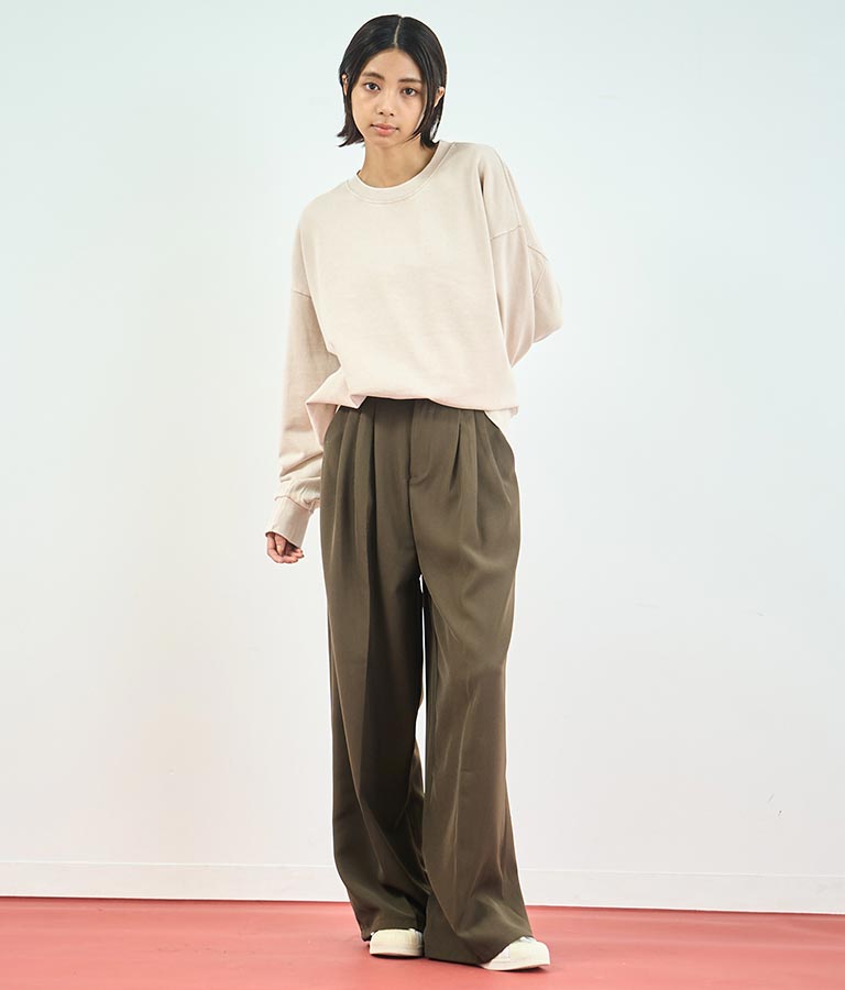 センタープレス タック ワイド スラックス パンツ 152-5608