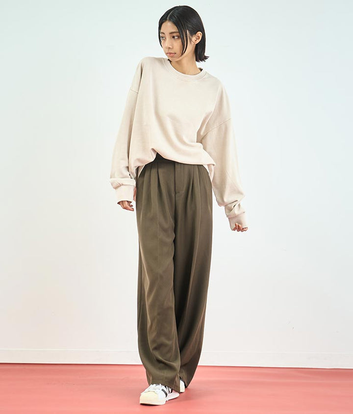 センタープレス タック ワイド スラックス パンツ 152-5608