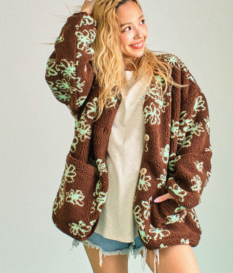 手書き風 フラワー ボア ジャケット 856-5744