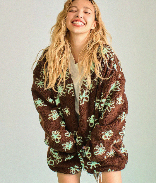 手書き風 フラワー ボア ジャケット 856-5744