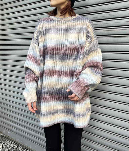 タイダイ ボーダー クルーネック ボリュームスリーブ ニット 853-5755