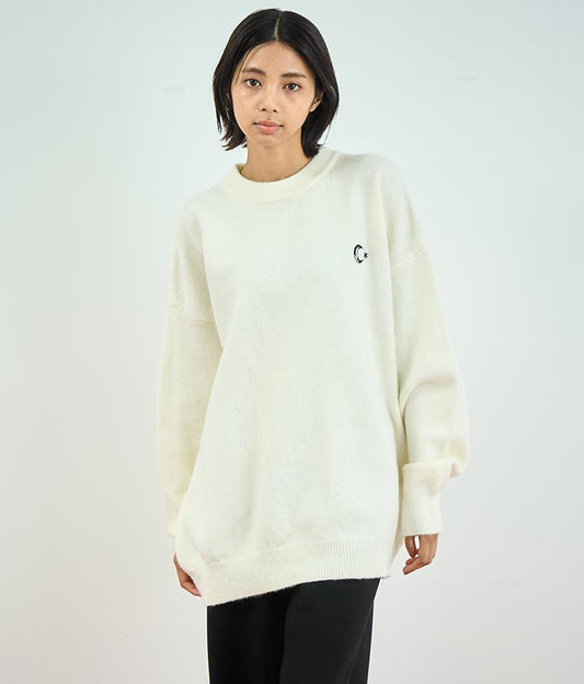 ワンポイント 刺繍カラー ニット トップス 153-5615