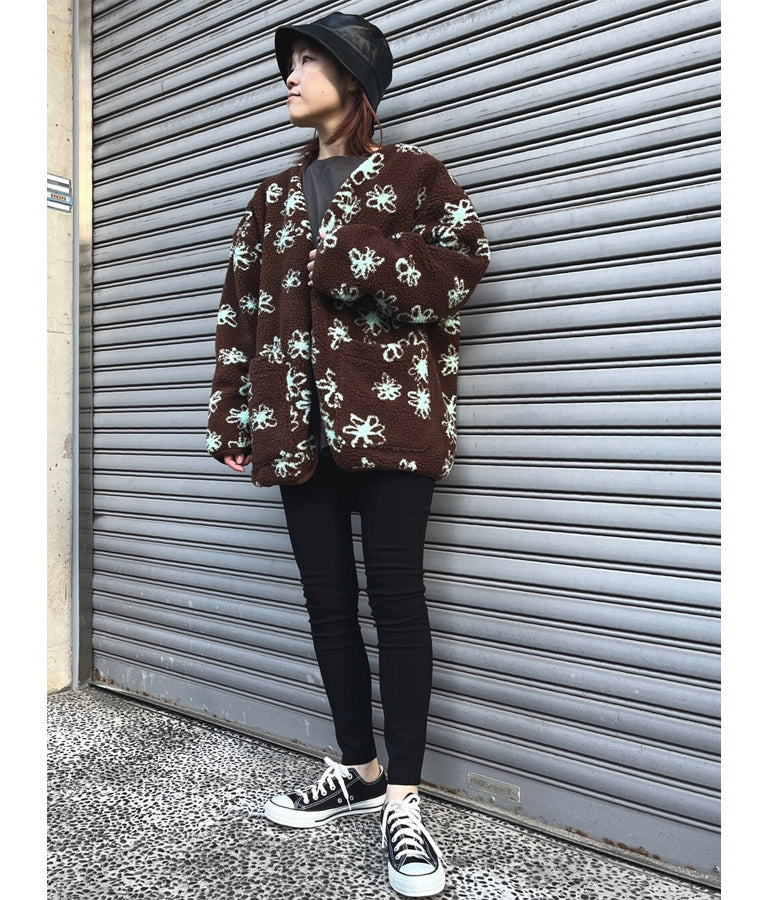 手書き風 フラワー ボア ジャケット 856-5744