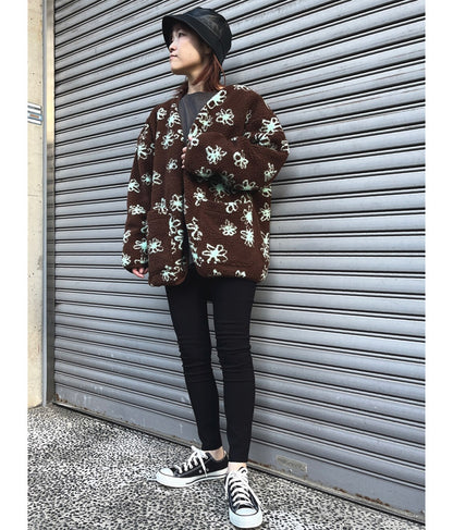 手書き風 フラワー ボア ジャケット 856-5744