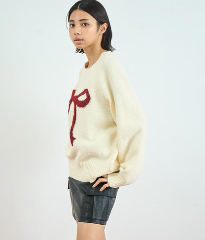 リボン モチーフ ニット トップス 153-5635