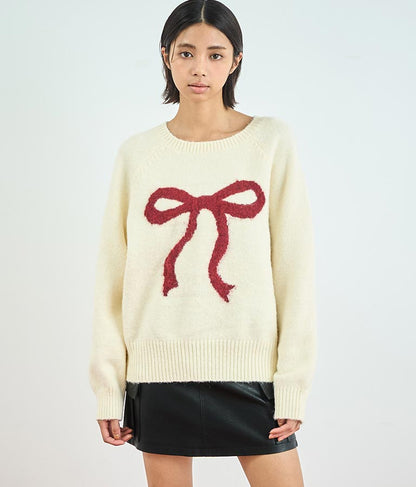 リボン モチーフ ニット トップス 153-5635