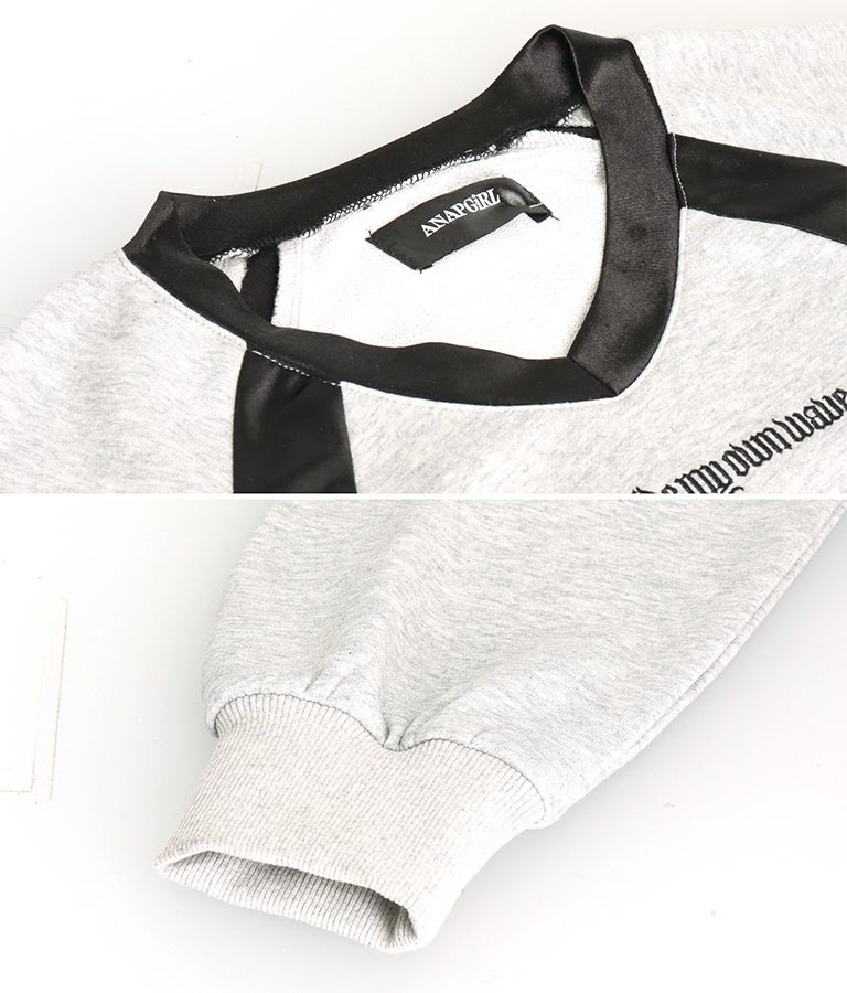 【ティーンズライン】袖 ジップ ゲーム ロゴ オーバー スウェット トップス (M、Lサイズ展開) 913-7576