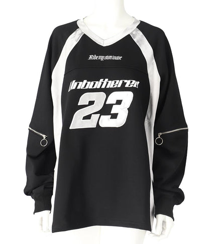 【ティーンズライン】袖 ジップ ゲーム ロゴ オーバー スウェット トップス (M、Lサイズ展開) 913-7576