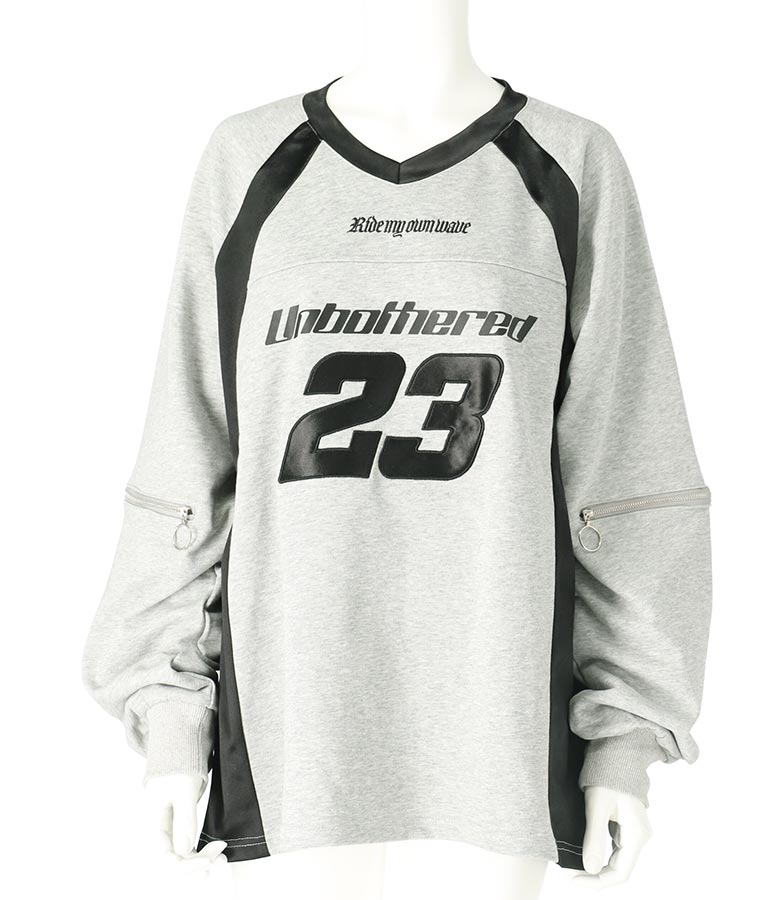 【ティーンズライン】袖 ジップ ゲーム ロゴ オーバー スウェット トップス (M、Lサイズ展開) 913-7576