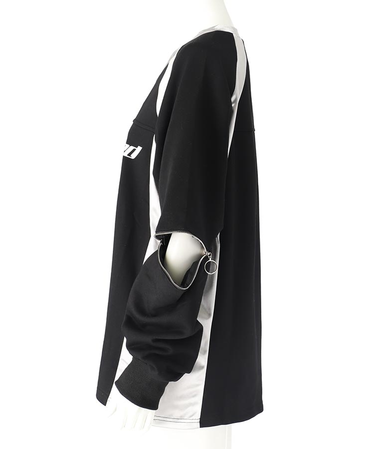 【ティーンズライン】袖 ジップ ゲーム ロゴ オーバー スウェット トップス (M、Lサイズ展開) 913-7576