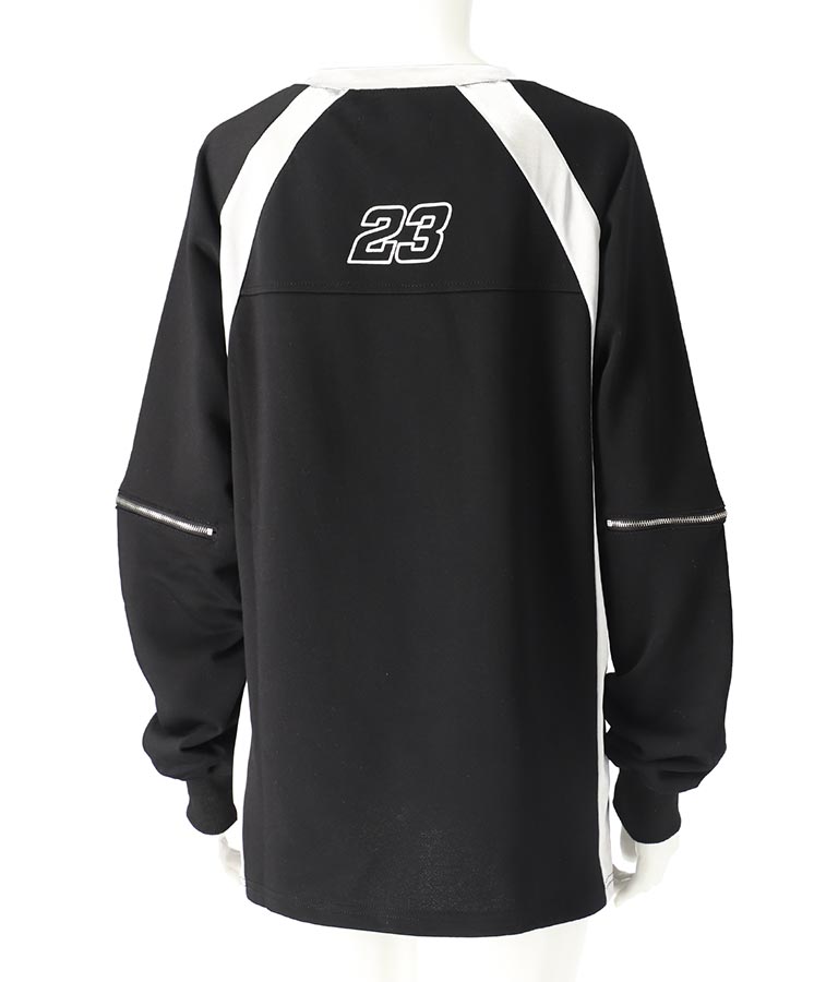 【ティーンズライン】袖 ジップ ゲーム ロゴ オーバー スウェット トップス (M、Lサイズ展開) 913-7576