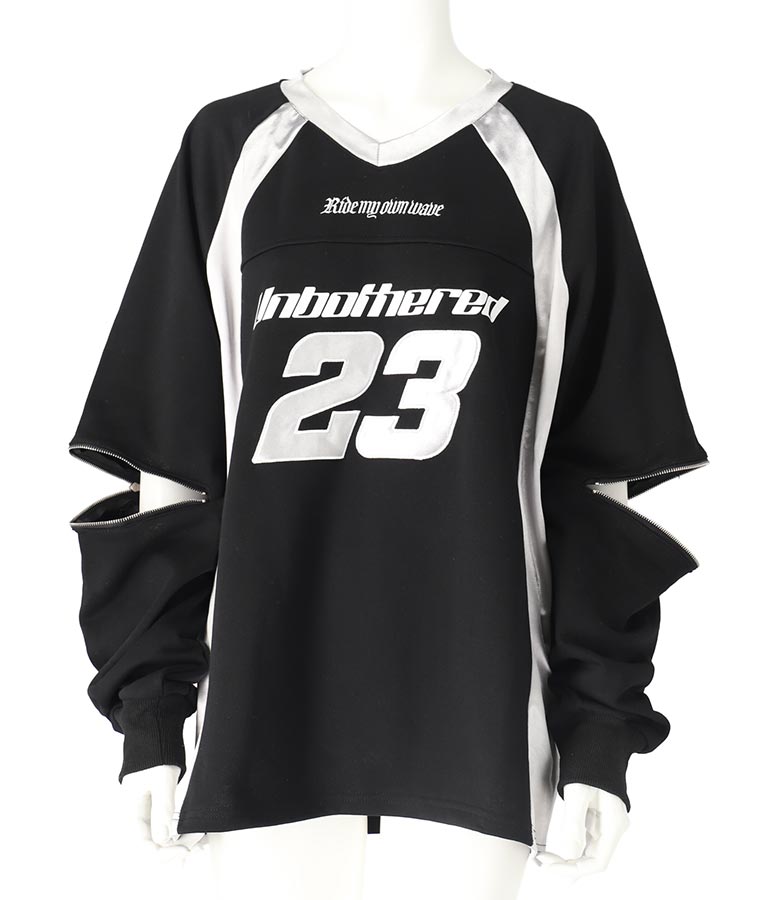 【ティーンズライン】袖 ジップ ゲーム ロゴ オーバー スウェット トップス (M、Lサイズ展開) 913-7576