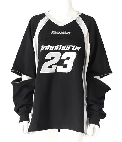 【ティーンズライン】袖 ジップ ゲーム ロゴ オーバー スウェット トップス (M、Lサイズ展開) 913-7576