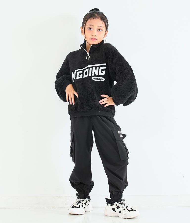 リング ハーフジップ ボア 長袖 トレーナー 423-3335