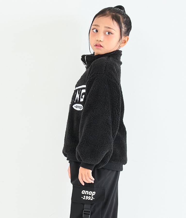 リング ハーフジップ ボア 長袖 トレーナー 423-3335