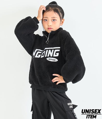 リング ハーフジップ ボア 長袖 トレーナー 423-3335