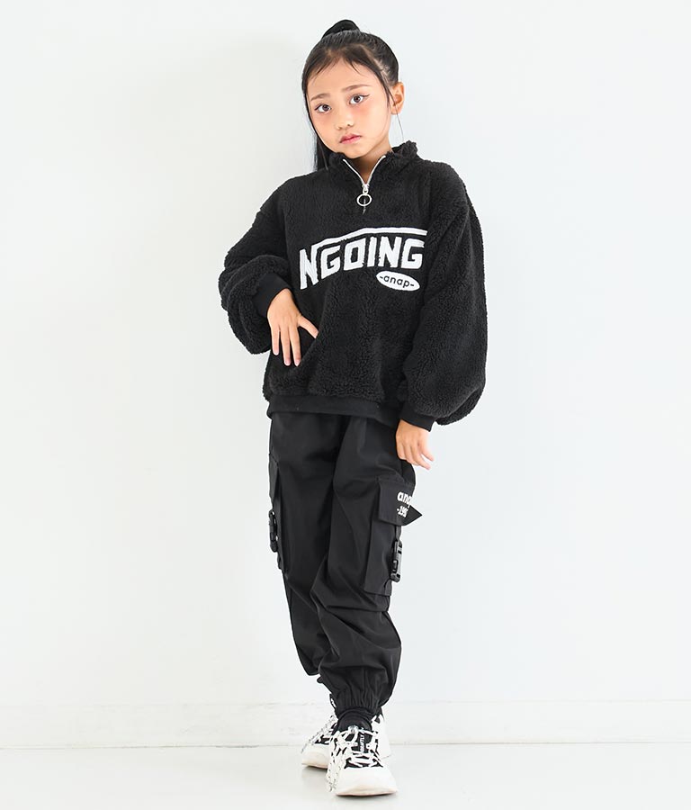 リング ハーフジップ ボア 長袖 トレーナー 423-3335