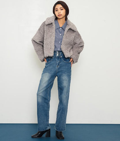 フェイクファー 衿付き ジャケット コート 796-8945