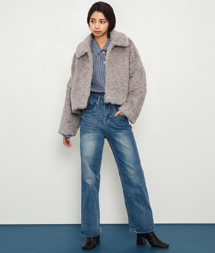 フェイクファー 衿付き ジャケット コート 796-8945