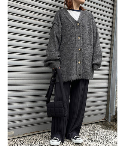 ブークレ ループヤーン 起毛 MIX ニット カーディガン 854-5743