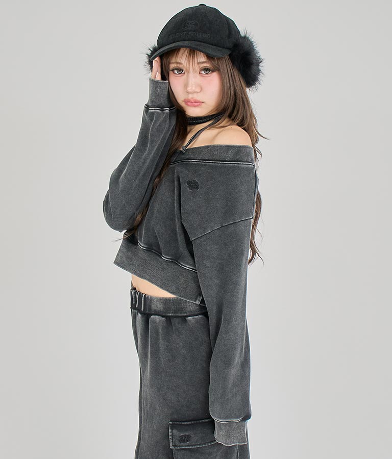 【ティーンズライン】チョーカー ミエ ユーズド 加工 Vネック スウェット トップス (M、Lサイズ展開) 913-7591