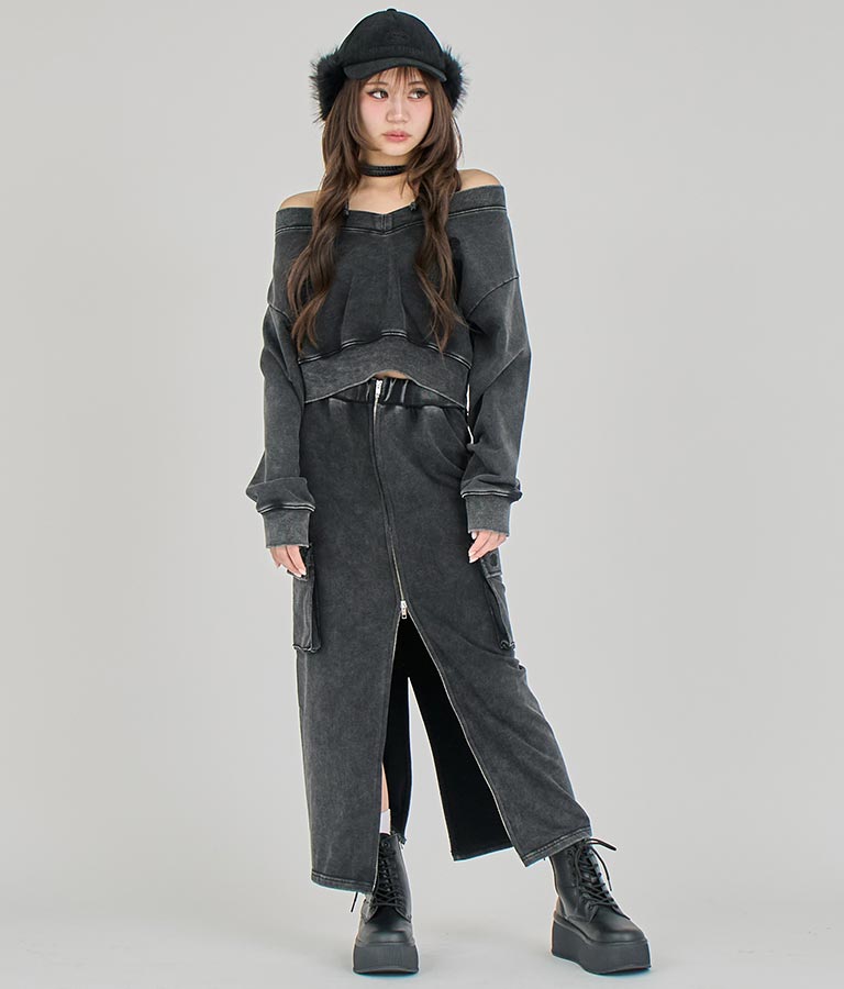 【ティーンズライン】チョーカー ミエ ユーズド 加工 Vネック スウェット トップス (M、Lサイズ展開) 913-7591