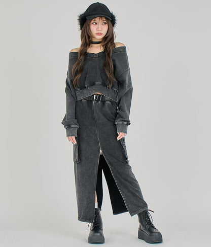 【ティーンズライン】チョーカー ミエ ユーズド 加工 Vネック スウェット トップス (M、Lサイズ展開) 913-7591