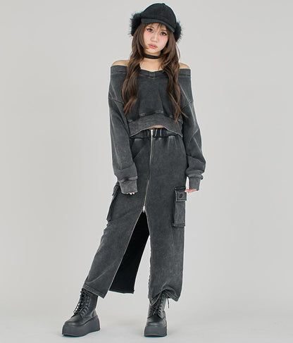 【ティーンズライン】チョーカー ミエ ユーズド 加工 Vネック スウェット トップス (M、Lサイズ展開) 913-7591