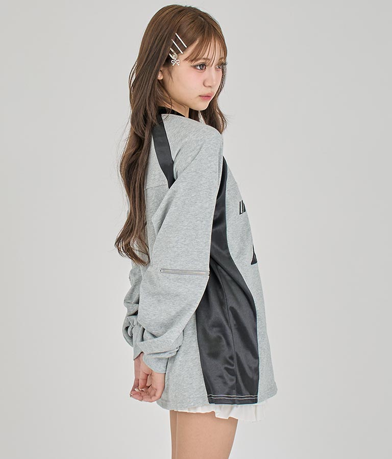 【ティーンズライン】袖 ジップ ゲーム ロゴ オーバー スウェット トップス (M、Lサイズ展開) 913-7576