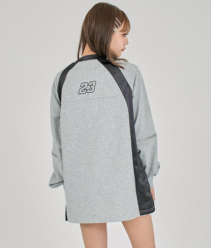 【ティーンズライン】袖 ジップ ゲーム ロゴ オーバー スウェット トップス (M、Lサイズ展開) 913-7576