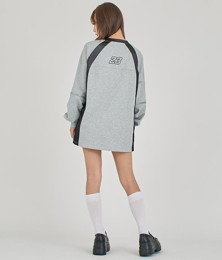 【ティーンズライン】袖 ジップ ゲーム ロゴ オーバー スウェット トップス (M、Lサイズ展開) 913-7576