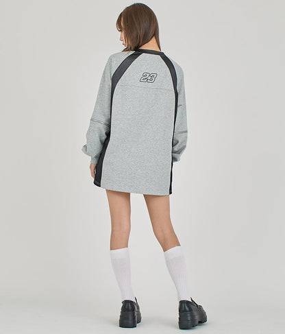 【ティーンズライン】袖 ジップ ゲーム ロゴ オーバー スウェット トップス (M、Lサイズ展開) 913-7576