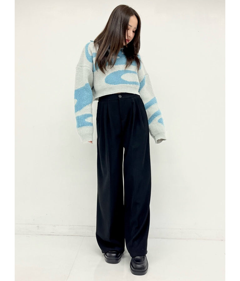 センタープレス タック ワイド スラックス パンツ 152-5608