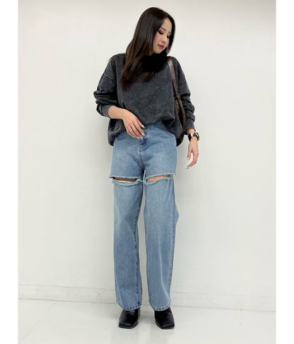 オーバーサイズ ピグメント スウェット 裏毛 トップス 153-5609