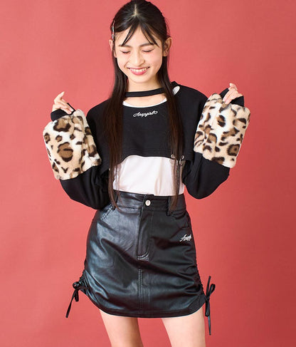 フェイクレザー シャーリング ミニ スカート