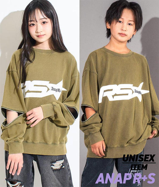 ANAP R+S【リラスポ】 ヴィンテージ 加工 ジップ スウェット トップス (ユニセックス アイテム) 913-7564