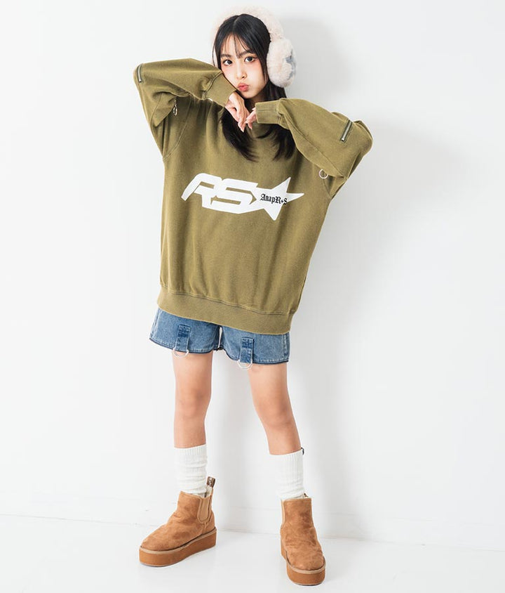 ANAP R+S【リラスポ】 ヴィンテージ 加工 ジップ スウェット トップス (ユニセックス アイテム) 913-7564